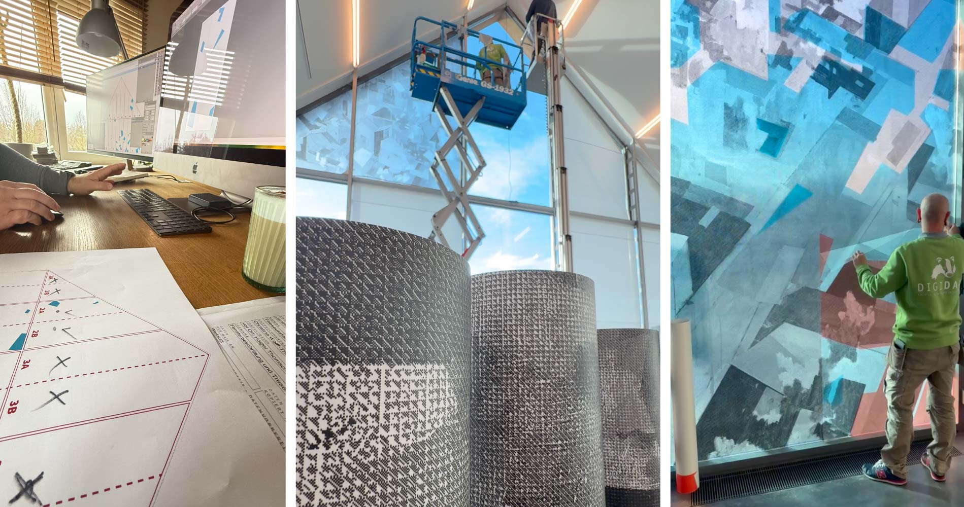 transparente Farbfolien für Glasfassadenbeschriftung