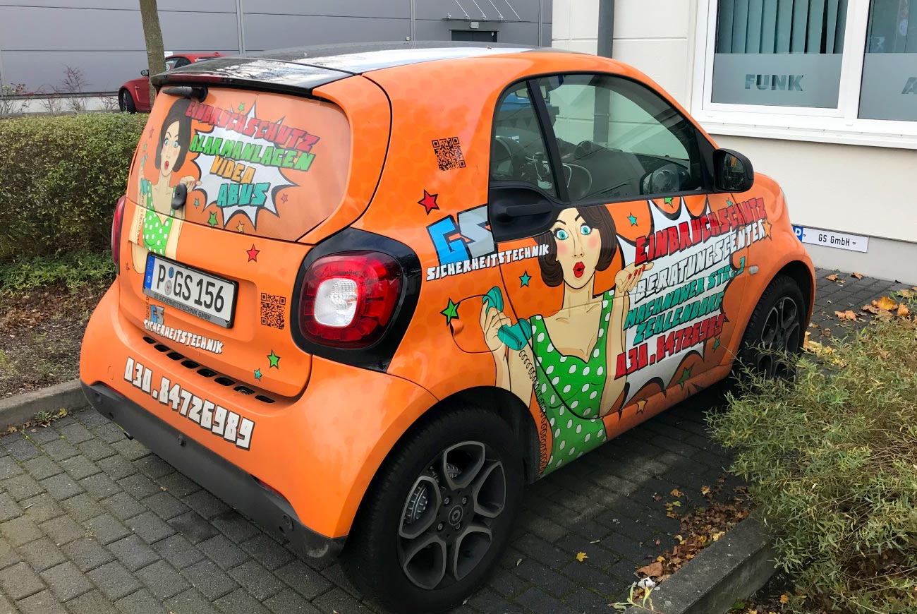 Smart-Fahrzeugbeschriftung-Comic-Potsdam Fahrzeugbeschriftung Potsdam und Berlin
